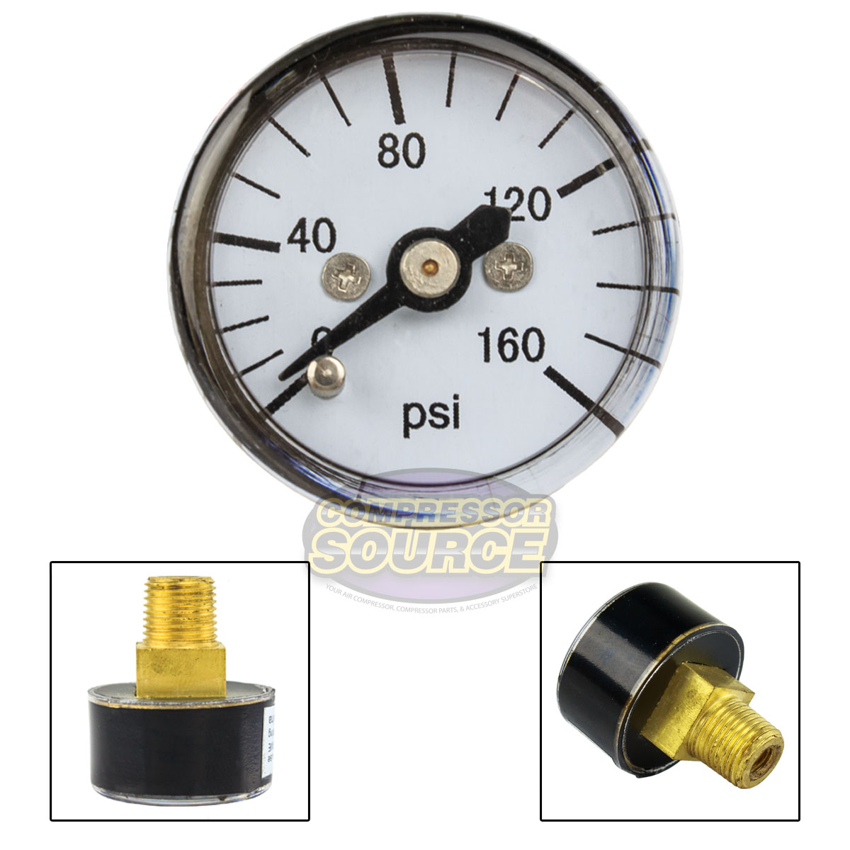1/8" MNPT Mini Micro Air Pressure Gauge 0160 PSI 1" Face CBM Center
